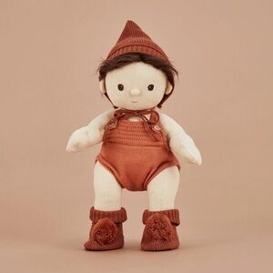 NEW Olli Ella Dinkum Doll Accessories Knit Set Umber Hat Booties 14" Dolls